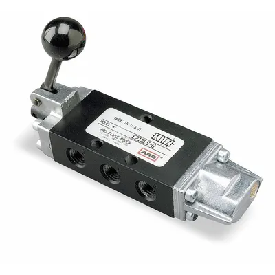 ARO Manual Air Control Valve: E, Four-Way / Two-Position, Lever, Black - ARO E Series Manual Air Control Valves