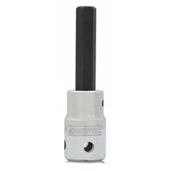 This hex bit socket features a fixed insert design with a 6 mm hex tip. It has a 1/2 in drive size and an overall length of 3 1/4 in. Suitable for fastening or loosening hex-head fasteners in industrial maintenance, assembly, and repair applications.