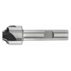 High-speed steel corner-rounding end mill with 1-1/4" mill diameter, 3/8" radius, 4 flutes, and 3-1/2" overall length. Used to produce radiused edges on workpiece corners, reducing stress risers and improving finish. Suitable for general-purpose milling of ferrous and non-ferrous materials in metalworking and machining applications.