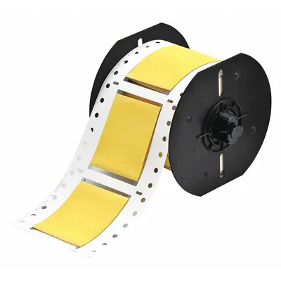 BRADY Sleeve Label: 1 1/2 in x 2 in, Polyolefin, Yellow (Matte) - Brady Precut Sleeve Label Rolls