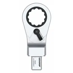 Interchangeable torque wrench head with 12-point box end design. Size 9 59/64 mm. For use with compatible torque wrench handles to apply precise torque to fasteners in industrial maintenance, assembly, and repair applications.