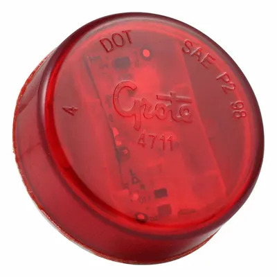 GROTE Clearance Marker Lamp: Clearance Light, LED, Round, Red, Bracket/Grommet - Clearance Lights