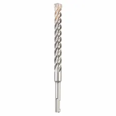 SDS-Plus drill bit for rotary hammer drills, designed for drilling anchor holes and through-holes in concrete, brick, and block. Features a 5/8 in diameter, 8 in overall length, and 6 in maximum drilling depth. Common in construction, electrical, and plumbing installations.