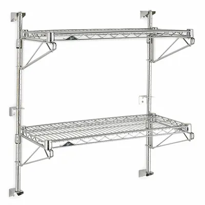 METRO Wire Wall Shelf: 36 in x 18 in, 2 Shelves, 125 lb Load Capacity per Shelf - Adjustable-Height Stainless Steel Wire Wall-Mount Shelving