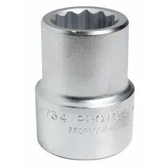 This 1" drive hand socket features a 46 mm, 12-point opening and a satin finish. It is a standard-length socket not designed for tethering. Typical applications include heavy-duty fastening and loosening of metric fasteners in industrial maintenance and assembly using manual impact tools or ratchets.