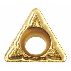 This triangle (T) indexable turning insert is made of PVD Cermet, designed for light to medium finishing cuts. It is used for turning, facing, and profiling operations on steel and stainless steel in general metalworking applications.