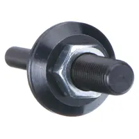 This nut lock-type wheel arbor is designed for use with wheels having a 3/8 in arbor. It provides a secure mounting solution for equipment with a 1/4 in shank, commonly used in grinding and machining applications where a locked fit is required