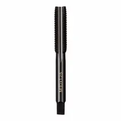 General purpose hand tap for cutting internal metric threads. Features M10x1.25 threading, 2B class of fit, 4 flutes, and plug chamfer. Constructed from black oxide carbon steel. Suitable for manual threading in through-hole and blind-hole applications in metalworking.