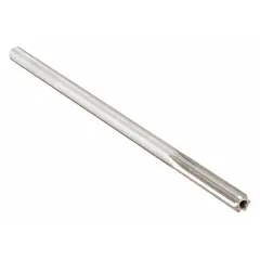 This straight-flute chucking reamer is made of high-speed steel with a neutral finish. It has a 0.159-inch diameter, corresponding to a #21 size. Designed for precision reaming operations to enlarge and finish holes to tight tolerances in metalworking and machining applications.