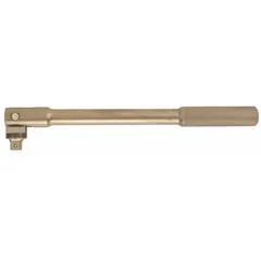 This non-sparking flex-head breaker bar is constructed from aluminum bronze with an unfinished, smooth grip surface. It features a 3/8 in drive and an 8 1/2 in length. Suitable for use in environments where sparking must be avoided, such as industrial maintenance, oil and gas, and chemical plant applications.
