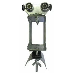 This trolley is designed for use in festoon systems to support and guide flat cable along C-Track. It features a galvanized steel frame and steel wheels. Compatible with manufacturer part number C32SC-70.