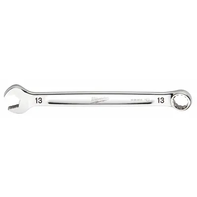 MILWAUKEE Combination Wrench: Chrome Vanadium Steel, Chrome, 13 mm Head Size, 7 in Overall Lg - Metric 12-Point Combination Wrenches