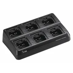 Multi-unit charger designed for simultaneous charging of multiple ICOM radios. Compatible with F3400D, F4400D, F52D, F62D, F7010, F7020, F7040, and M85 series. Suitable for fleet operations and centralized charging in communication teams.