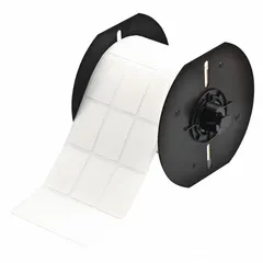 Vinyl, black-on-white precut label roll for wire diameters from 0.18 in to 0.46 in. Designed for use with i3300 printer series and B30-R6200 ribbon. Commonly used for permanent identification of wires and cables in industrial settings.