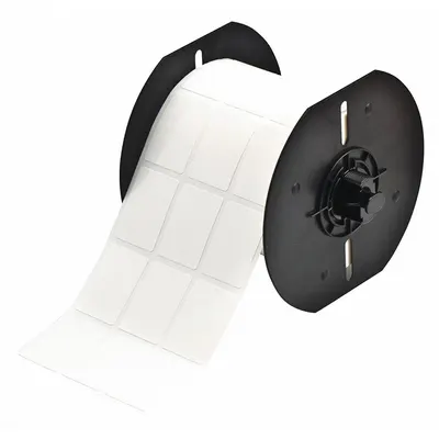 BRADY Wraparound Label: 1 7/16 in x 1 in, Vinyl, Black on White - Brady Precut Label Rolls