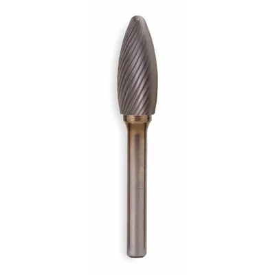 WIDIA Carbide Bur: Flame, SH-41, Single Cut, 1/8" x 1/4" Head - Single-Cut Flame Burs