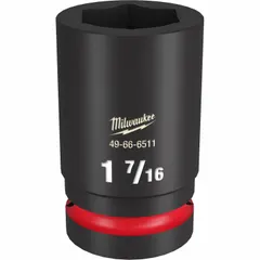 This 1" drive SAE deep impact socket features a 6-point friction design for secure grip on hex fasteners. The black phosphate finish provides corrosion resistance. Commonly used in heavy-duty fastening and removal of bolts and nuts in industrial maintenance, construction, and automotive applications.