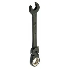 Alloy steel wrench with black chrome finish. 3/8 in head size, 5 1/2 in overall length. Spline ratcheting design for turning fasteners in maintenance and assembly tasks.
