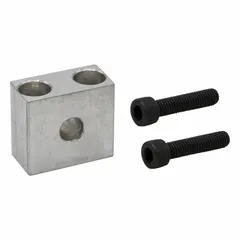 Steel pivot bracket for 3/4 in bore diameter applications. Overall length 7/8 in. Used in mechanical linkages to connect a clevis pin to a fixed point, enabling pivoting motion in pneumatic and hydraulic cylinder mounts.