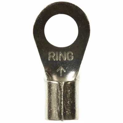 3M Ring Terminal: Bare, 1/4 in Stud Size, 8 AWG to 8 AWG Wire Sizes, 1,000 V - Non-Insulated Ring Terminals