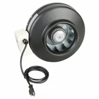 In-Line Duct Fan: 571 cfm Max., 8 in Duct, 186.4 W, 120V AC, 1 Ph, IP54, Steel (MPN 23234)