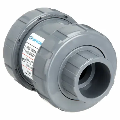 HAYWARD Check Valve: Ball, Inline Valve Body, PVC, 1 1/4 in Pipe Size, True Union Socket/NPT - PVC Ball Check Valves