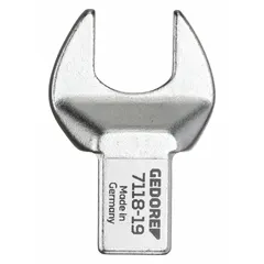 Open end torque wrench head for use with compatible torque wrench handles. Features a 14mm x 18mm drive size and measures 40 281/320 mm. Suitable for applying precise torque in confined spaces where standard ratchet heads cannot fit.