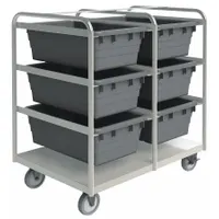 DURHAM MFG Tub Cart: 600 lb, 6 Bins/Tubs, Gray, 26 in L x 37 in W x 42 in H, Gray, 2 Usable Sides (MPN STBR-303642-6-5PU)
