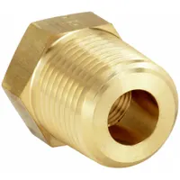 PARKER Metal Pipe Straight: Straight, Brass, 3/4 in x 1/2 in, 6,000 psi, 1 11/64 in Lg (MPN 3/4 X 1/2 PTR-B)