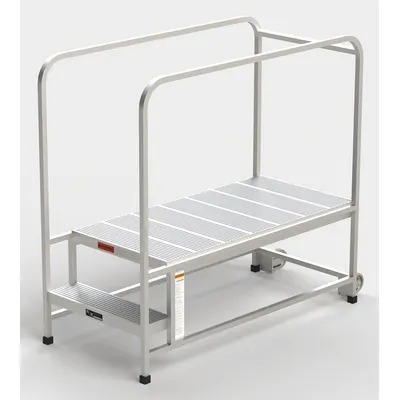 EGA Mobile Work Platform: 1.7 ft Platform Ht - Max, 24 in x 49 in, Aluminum - Lightweight Tilt-&-Move Rolling Single-Access Platforms
