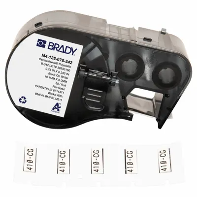 BRADY Sleeve Label: 3/4 in x 1/4 in, Polyolefin, White (Matte) - Brady Precut Sleeve Label Roll Cartridges