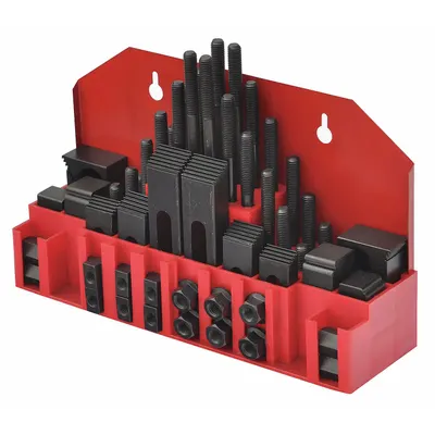 WESTWARD Machine Clamping Kit: For 16 mm T-Slot, M12x1.75 Stud, 52 Pc - Wall-Mount Machine Clamping Kits