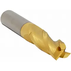 This general purpose carbide square end mill features a TiN coating for reduced friction and extended tool life. With 3 flutes, a 7/16" mill diameter, 1" length of cut, and 2-3/4" overall length, it is suitable for milling steel, stainless steel, and cast iron in a variety of machining applications.