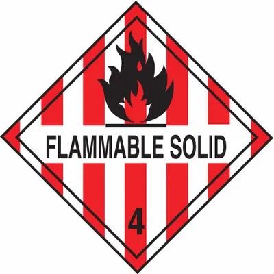 TAPECASE Container Label: Flammable Solid, 4 in x 4 in, 4 in Label Ht, 4 in Label Wd - Class 4: Flammable Solids