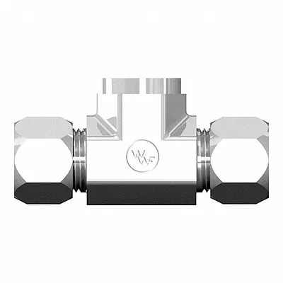 WEATHERHEAD Compression Tee Fitting: 3/8 in OD x 3/8 in OD x 1/4 in Pipe Size - Flareless Bite-Type Steel Compression Fittings