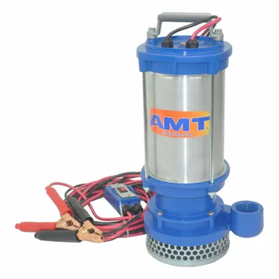 AMT PUMPS Submersible Sump Pump: 1/3 hp, 1/3 in Max. Dia. Solids, Intermittent Duty - Submersible Battery-Operated Dewatering Pumps