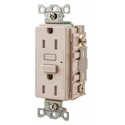 BRYANT GFCI Receptacle: Duplex, 5-15, Light Almond, GFCI, 125V AC, 15 A, 2 Pole / 3 Wire (MPN GFT15LA) - General Purpose Receptacles