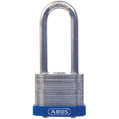 ABUS Padlock: Steel, Unfinished, Silver, Long Shackle, Steel - Long Shackle Master Keyed Padlocks