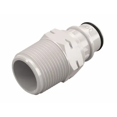 CPC Quick Connection Coupling: Straight, 3/4 in Pipe Size, Quick-Disconnect Coupler x BSPT - Polysulfone Quick-Disconnect Tube Fittings
