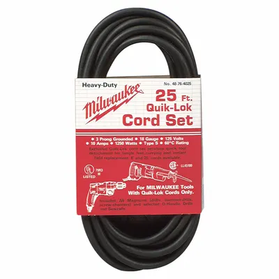 MILWAUKEE Power Tool Cord: For 0244-1/1107-6 (MPN 48-76-4025) - Tool Cords & Cord Protectors