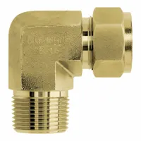 BRENNAN INDUSTRIES Compression Fitting Elbow: 1/2 in OD x 1/4 in Pipe Size, Tube x MNPT, Brass (MPN N2501-08-04-B)