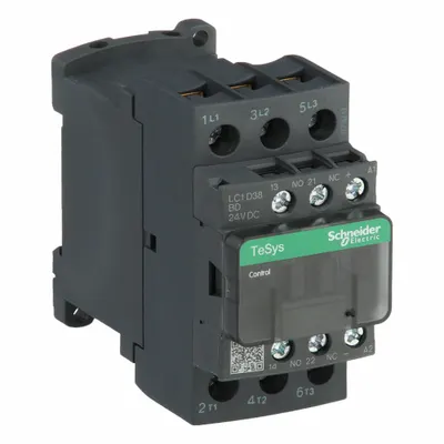 SCHNEIDER Magnetic Contactor: Non-Reversing, 3 Poles, 3NO Contacts, 38 A - Non-Reversing IEC Contactors