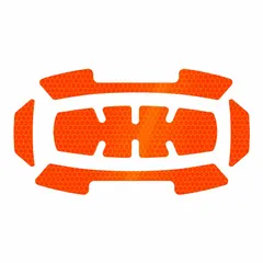 This reflective hard hat label is made from orange polypropylene with Diamond-Grade retroreflective material to enhance visibility in low-light conditions. It measures 8 inches tall by 4 inches wide and is designed for attachment to hard hats to improve worker visibility on job sites.