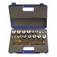This 6-piece keyway broach set includes broach sizes from 2 mm to 8.00 mm, made from High Speed Steel. It is used for cutting internal keyways in components such as gears, pulleys, and couplings for power transmission applications in machining and maintenance operations.