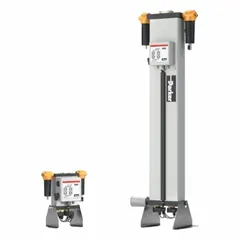 Modular regenerative desiccant compressed air dryer with 1/4 in NPT connections. Rated for 5 cfm at a maximum operating pressure of 232 psig with a 5 psi pressure drop. Operates on 115V, 2 A power supply. Used to remove moisture from compressed air systems for pneumatic tools, instrumentation, and processes.