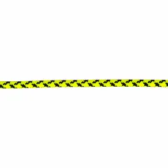 Dynamic kernmantle rope with 1/4 in diameter and 195 lb working load limit. Nylon construction provides controlled stretch for energy absorption. Suitable for industrial lanyards, safety lines, and tie-downs.