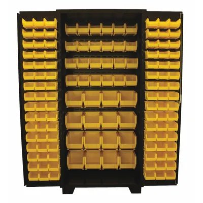 JAMCO Bin Cabinet: 36 in x 24 in 78 in, 0 Shelves, 136 Bins, Yellow, Flush, 14 ga Panel - Standard Bin Cabinets
