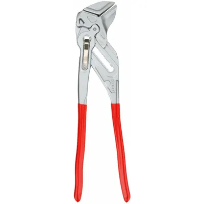 KNIPEX Plier Wrench: Flat, Push Button, 3 3/8 in Max Jaw Opening, 16 in Overall Lg - Flat-Jaw Tongue & Groove Pliers
