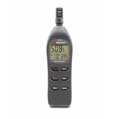 TRIPLETT Hygro Thermometer Psychrometer: Onboard, 7 in x 2 in x 1 in - Standard Temperature & Humidity Meters