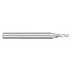 This carbide corner-chamfer end mill features a reduced neck for deep-reach applications. With a 5/64" mill diameter, 0.117" length of cut, and 0.003" chamfer, it is designed for fast cutting in ferrous and non-ferrous materials. The 3-flute geometry enables efficient deburring, beveling, and edge preparation in CNC milling operations.